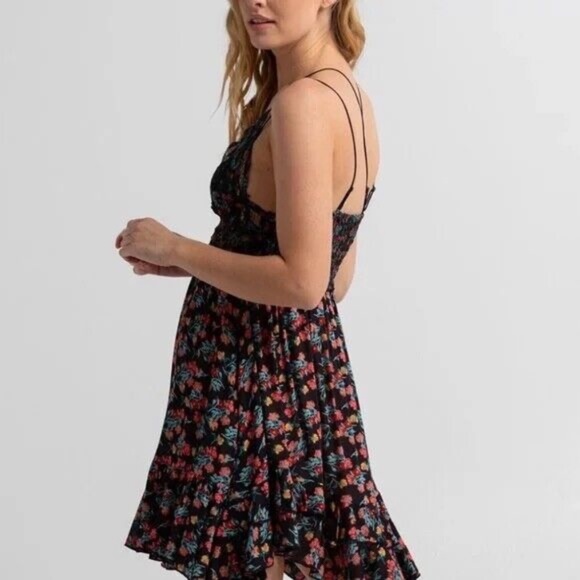 Free People One Intimately Adella Floral Mini Dress Black Combo Size XS - NWT - Picture 4 of 16
